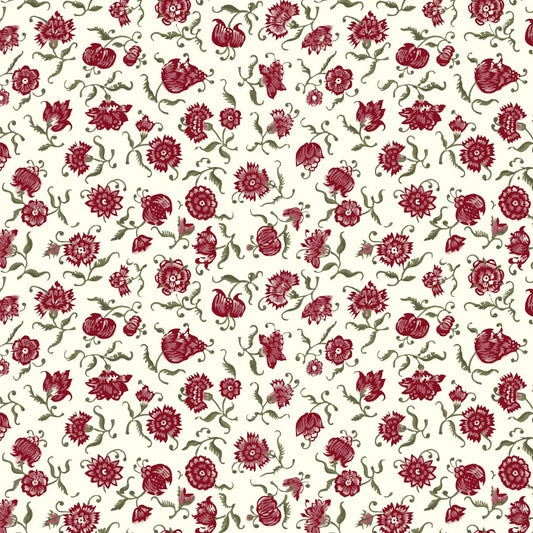 Pattern of red flowers on a beige background