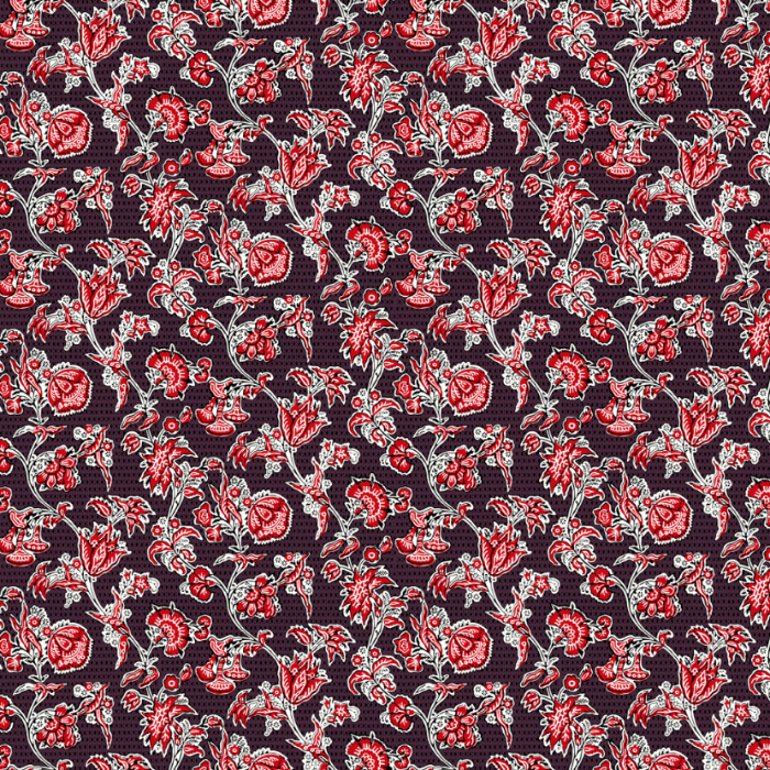 Floral pattern with red flowers on a dark background