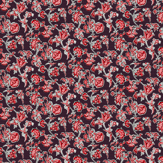 Floral pattern with red flowers on a dark background