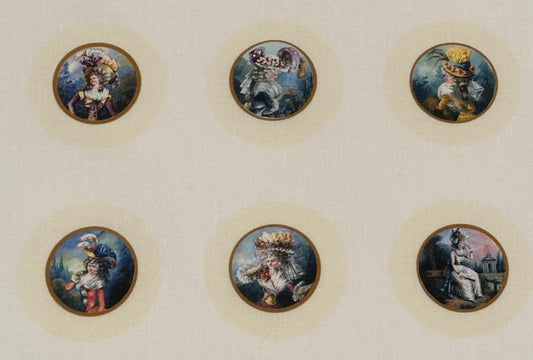 18th-Century Portrait Button Fabric – 6 Unique Prints