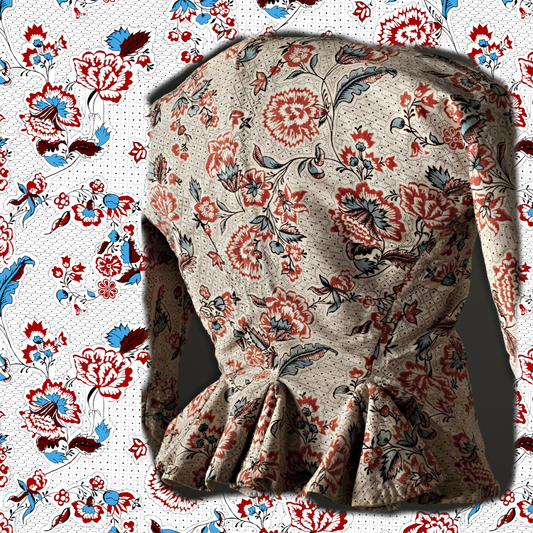 Nordic Design Colourful 18th century historical Cotton fabric design with flowers. The colours are reds, blues and greens.The Block Printed design. Historical Fabric Store.Classical Reproduced Fabrics.Shop historically accurate Fabrics online. Fabrics for historical costuming.Reenactors Authentic Fabrics.