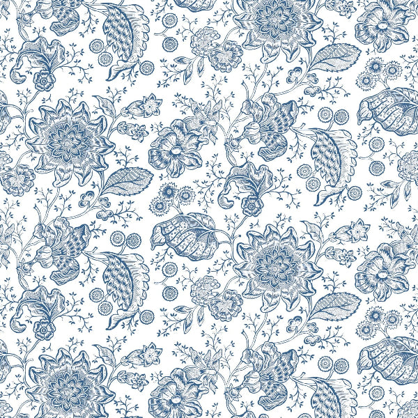 Blue floral pattern on a white background