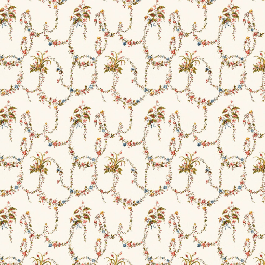 Decorative pattern with floral elements on a white background