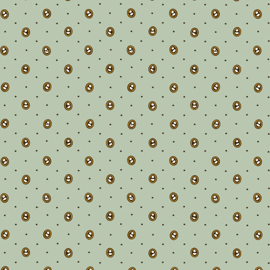 Pattern of small brown circles on a light green background