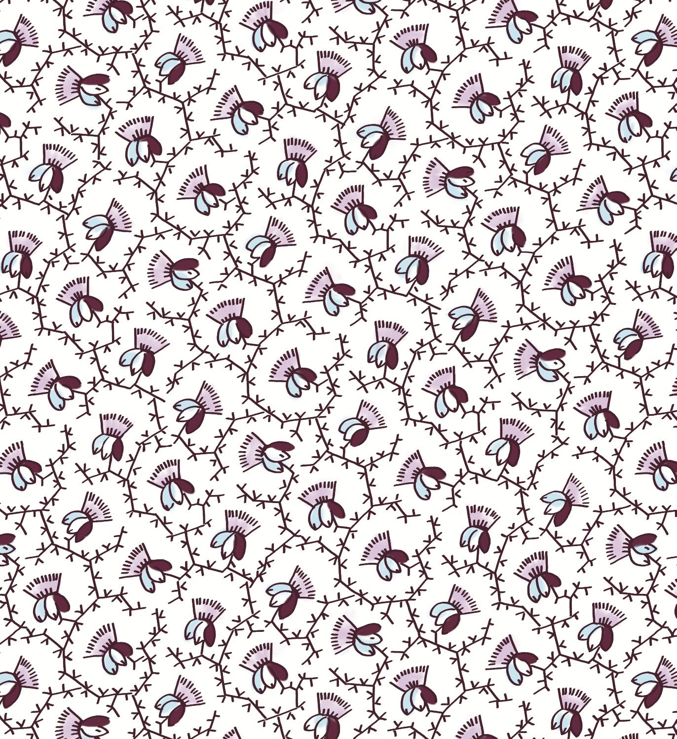 Pattern of small red flowers on a white background