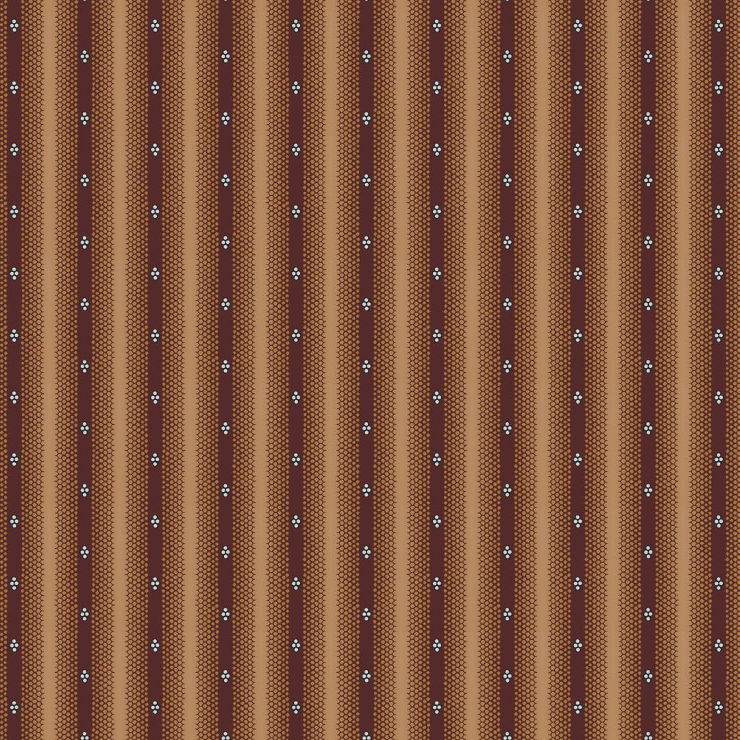 A repeating vertical stripe pattern with alternating warm brown and tan bands, each decorated with small evenly spaced white diamond motifs.