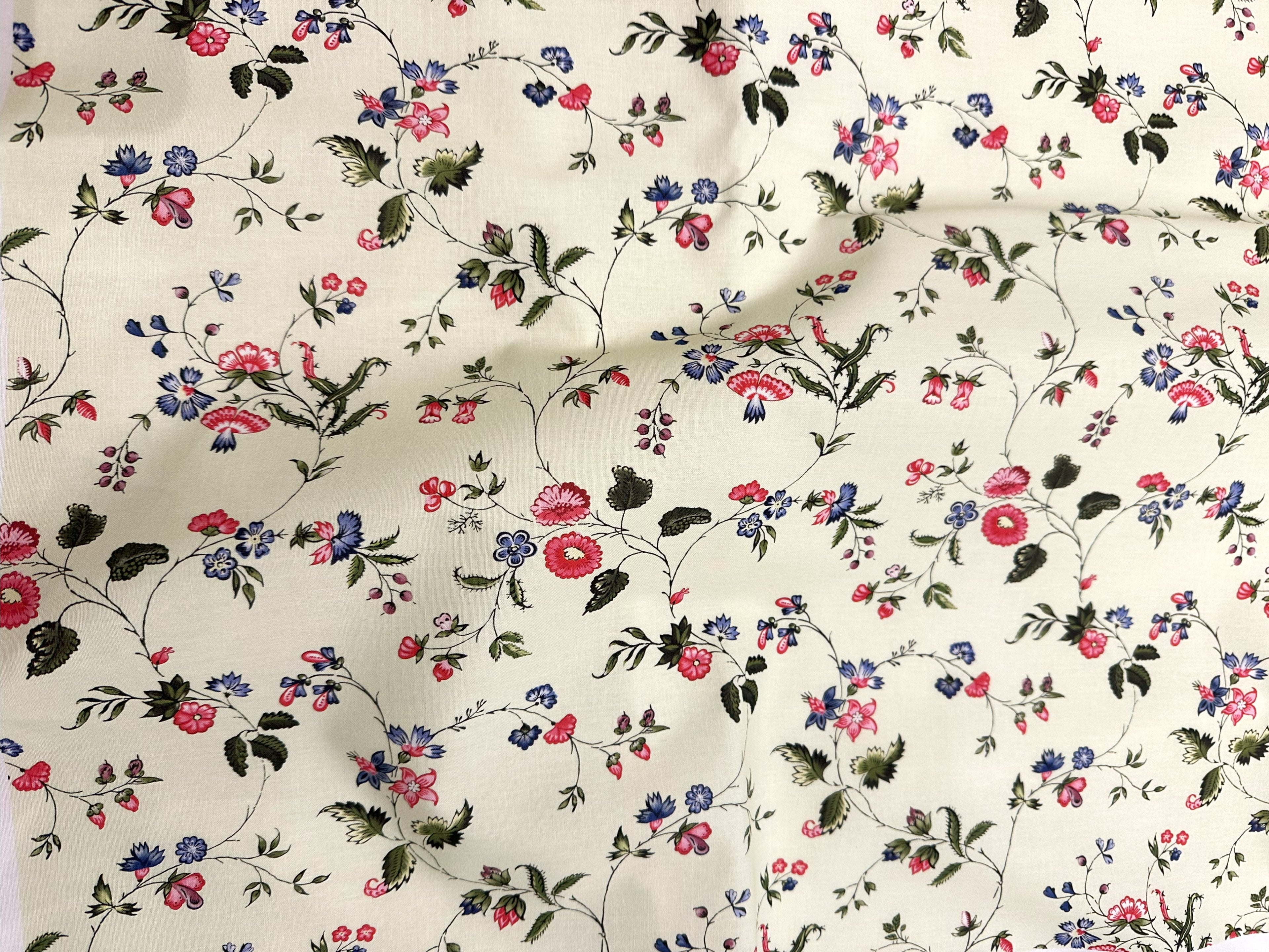 18th century fabric with flowers
