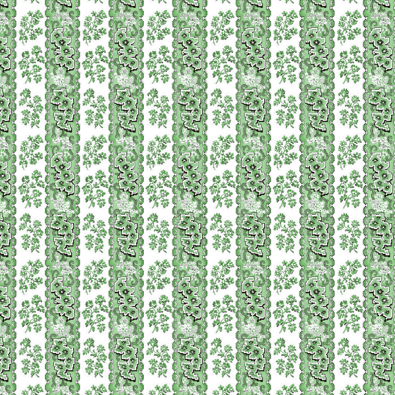 Patterned border with green and white stripes on a white background