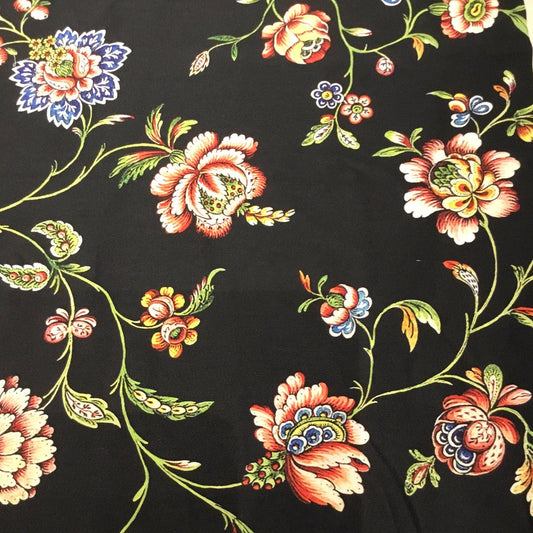 Overdress of a robe à l’anglaise Chintz: cotton tabby, painted mordants and resist Made in coastal southeast India for the European market, dress likely constructed in Britain   ROM Collections  Roses red blue green white 